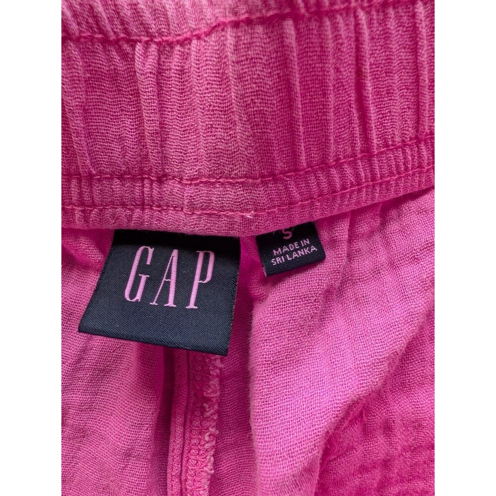 GAP Women's Small Pink Gauze Cotton Pull On Wide Leg Crop Pants Elastic Waist - Picture 2 of 4